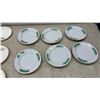 Image 2 : Woven Basket and 20 Assorted Saucers, Including 10 with Green Scrollwork and 10 with Floral and