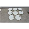 Image 4 : Woven Basket and 20 Assorted Saucers, Including 10 with Green Scrollwork and 10 with Floral and