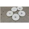Image 6 : Woven Basket and 20 Assorted Saucers, Including 10 with Green Scrollwork and 10 with Floral and