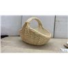 Image 7 : Woven Basket and 20 Assorted Saucers, Including 10 with Green Scrollwork and 10 with Floral and