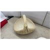 Image 9 : Woven Basket and 20 Assorted Saucers, Including 10 with Green Scrollwork and 10 with Floral and