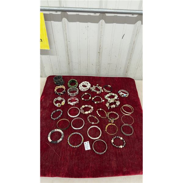 Assorted Costume Bracelets and Bangles, Beaded, Metal, and Stone Styles