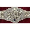 Image 5 : Bridal Dress Belt with Vintage Gold-Tone Milky Cabochon Leaf Necklace