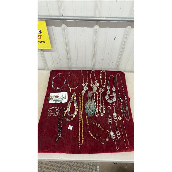 Assorted Fashion Jewelry Lot: Beaded Necklaces, Chain Pendants, and Dangle Earrings