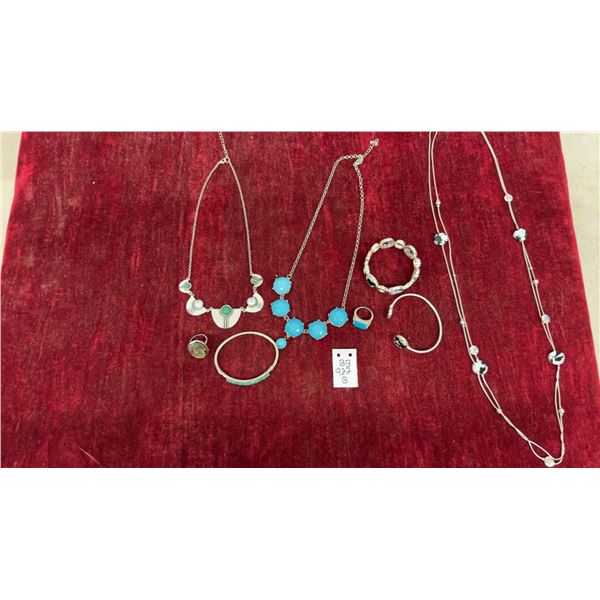 Costume Jewelry Lot: Necklace, Bracelets, and More
