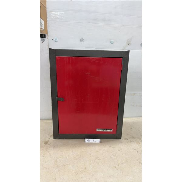 WORK MASTER Wall-Mount Metal Cabinet with Red Door and Interior Shelf