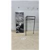 Image 1 : Black and White Canvas Art, 24 × 9” and Black Metal Plant Stand 20” Tall