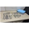 Image 1 : Assorted Flatware Set with Blue Case: 10 Forks, 10 Knives, 19 Spoons