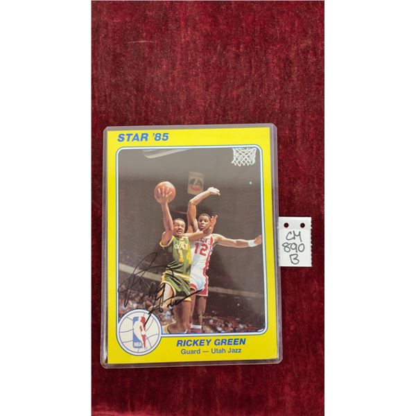 Signed Rickey Green 1985 Star Basketball 5 × 7 Card