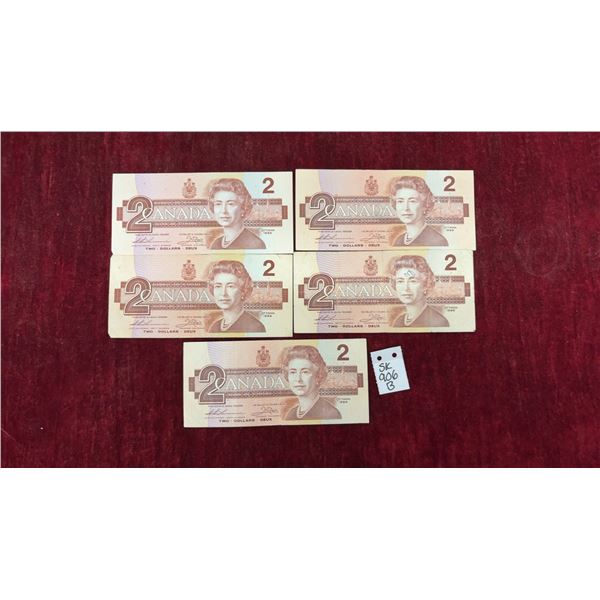 5 1986 Canada $2 Bills