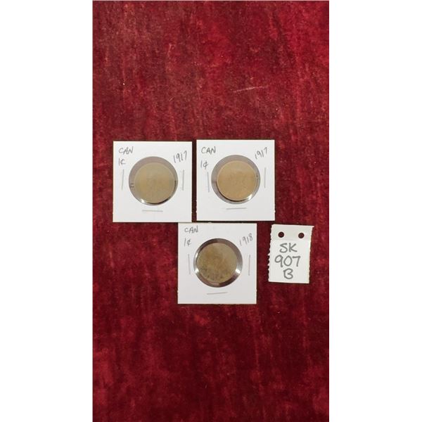 2 1917 Large Penny and A 1918 Large Penny