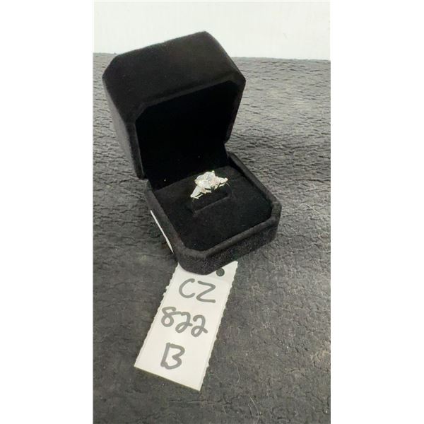 925 Sterling Silver 2.0 Carat Heart Cut Simulated Diamond Trinity Ring with Pearl Sidestones