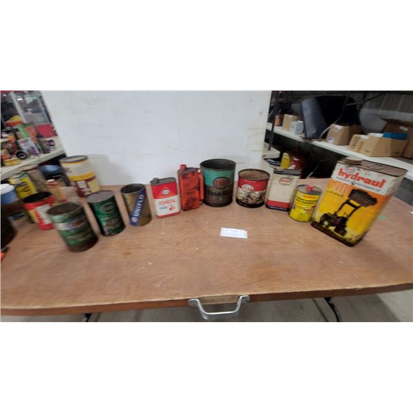 Vintage Esso Hydraul 50, Uniflo, IOSOL, Varsol, and Warco Grease Cans (10)