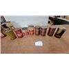 Image 1 : Vintage Oil Can Lot: Aeroshell 65, Shell X-100, Rotella, Esso Transmission Fluid, Uniflo 8 quart