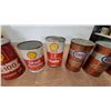 Image 3 : Vintage Oil Can Lot: Aeroshell 65, Shell X-100, Rotella, Esso Transmission Fluid, Uniflo 8 quart