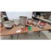 Image 1 : Vintage CO-OP Grease Pails, HD7 Motor Oil, Anti-Freeze, and Transmission Oil Tins