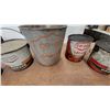 Image 3 : Vintage CO-OP Grease Pails, HD7 Motor Oil, Anti-Freeze, and Transmission Oil Tins