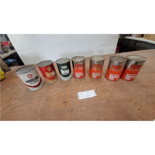 7 Texaco Havoline, Ursa Super Plus, and Co-op HD7 Heavy Duty Motor Oil Cans