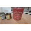 Image 2 : 11-Tin Vintage Lot: Pure Linseed Oil, Calf Liver, IGA Coffee, and Water Putty