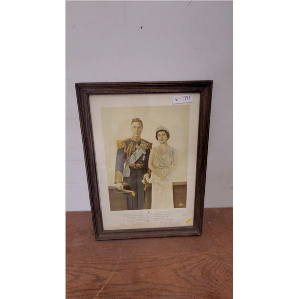 Framed 1939 Commemorative Print of King George VI and Queen Elizabeth, Manitoba Royal Visit 18”×34”