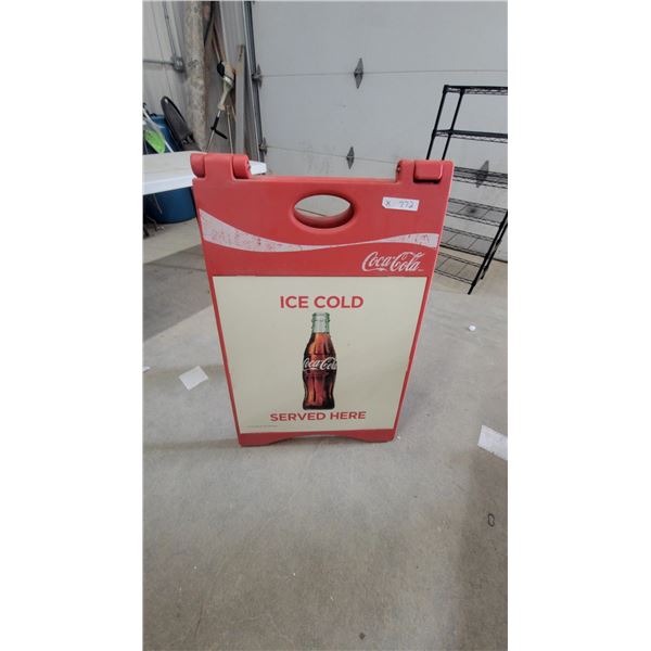 Coca-Cola "Ice Cold Served Here" Red Plastic A-Frame Sandwich Board Sign 24”×36”2 sided