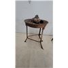 Image 1 : Antique Hand-Cranked Blacksmith's Forge with Cast Iron Fire Pot and Blower on Tripod Stand