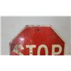 Image 2 : Vintage Red Octagonal Metal Stop Sign with White Lettering 24”across