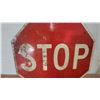 Image 3 : Vintage Red Octagonal Metal Stop Sign with White Lettering 24”across
