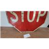 Image 4 : Vintage Red Octagonal Metal Stop Sign with White Lettering 24”across