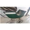 Image 6 : Antique Late 19th/Early 20th Century Dark Green Wooden Baby Carriage Perambulator with Hood