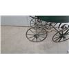 Image 8 : Antique Late 19th/Early 20th Century Dark Green Wooden Baby Carriage Perambulator with Hood