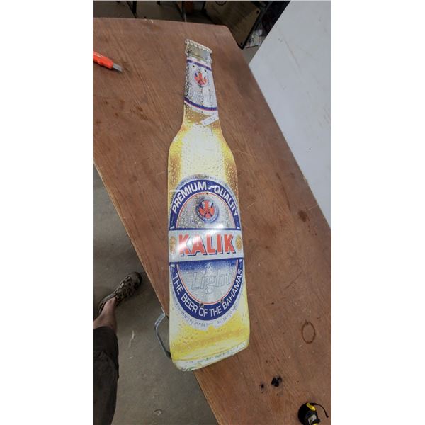 Kalik Light “The Beer of the Bahamas” Bottle-Shaped Metal Sign