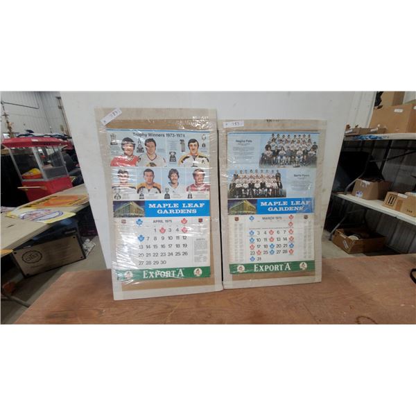 1975 Maple Leaf Gardens Export "A" Promotional Wall Calendars with NHL Trophy Winners, 2 Pieces