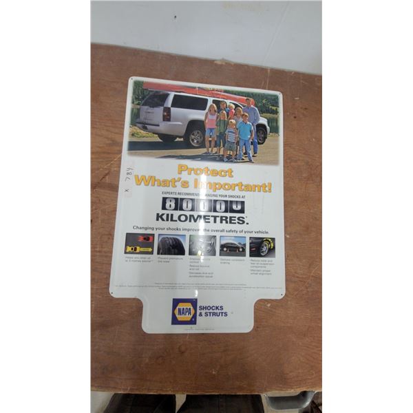 NAPA Shocks and Struts "Protect What's Important" Promotional Metal Sign, 2005, Form #1747 16”×24”