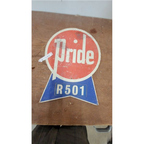 Pride R501 Seed Corn Ribbon-Shaped melmac Advertising Sign 16”×22”