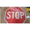 Image 6 : Stop Sign 24”across and Yellow and Black Reflective Diagonal Stripe Hazard Object Marker Road Sign