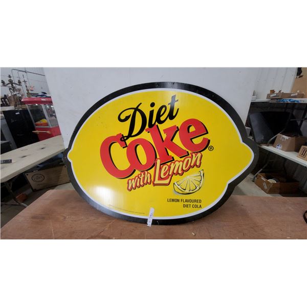 Diet Coke With Lemon Lemon-Shaped Corrugated Plastic Advertising Sign, Lemon Flavoured Diet Cola