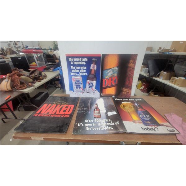5 Beer Advertisement Cardboard Signs: Truly Naked, Andechs, and FIX Hellas