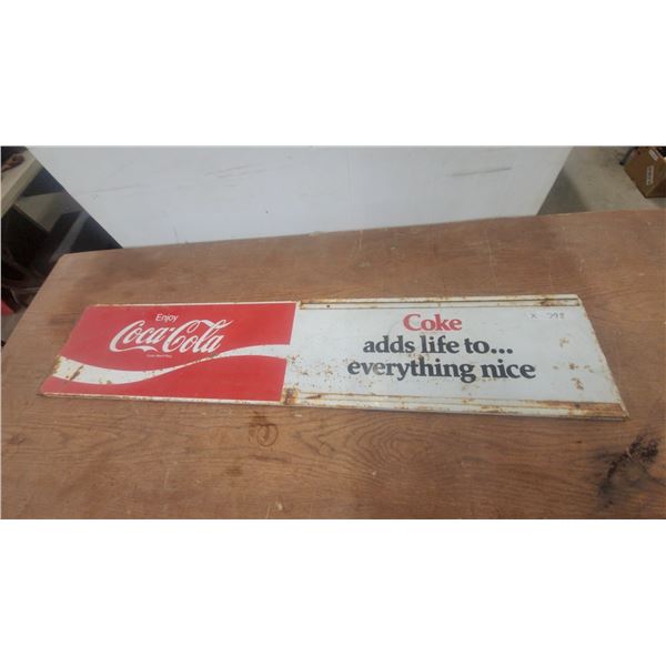 Vintage Coca-Cola "Coke Adds Life to... Everything Nice" Two-Part Metal Advertising Sign, c.