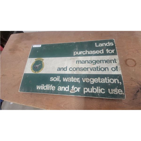 Manitoba Transportation Services and Renewable Resources Lands Conservation Metal Sign 18”×30”