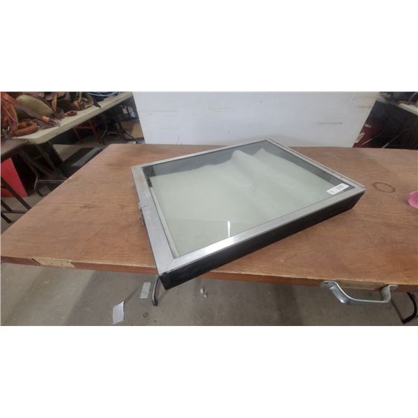 Metal-Framed Display Case with Hinged top Glass 27”×20”×3.6”