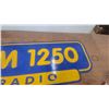 Image 3 : Vintage AM 1250 Radio Station Advertising Sign, Blue and Yellow Painted wood 18”×48”
