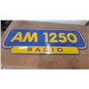 Image 4 : Vintage AM 1250 Radio Station Advertising Sign, Blue and Yellow Painted wood 18”×48”