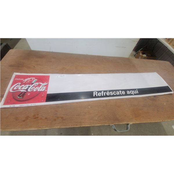 Vintage Coca-Cola "Disfruta Refréscate Aquí" Spanish Metal Advertising Sign by A. Rugar