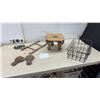 Image 1 : Stool with Cast Iron Legs, Wooden Ladder, and SMP Quality Stoves Enamel Plate