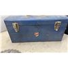 Image 14 : Vintage Metal Tool Box, Flashlights, Hammer, Wood Clamps, and Oil Wrench