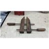 Image 9 : Vintage Metal Tool Box, Flashlights, Hammer, Wood Clamps, and Oil Wrench
