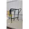Image 3 : Two Portable Folding Saddle Stands, Green with Wheels and Leather Strap, and Black