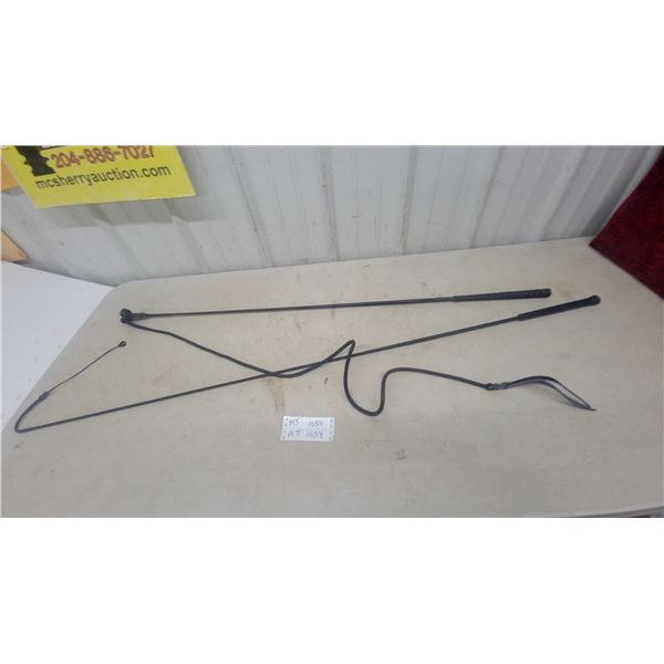 Equestrian Lunge Whip, Dressage Whip, and Black Braided Leather Strap