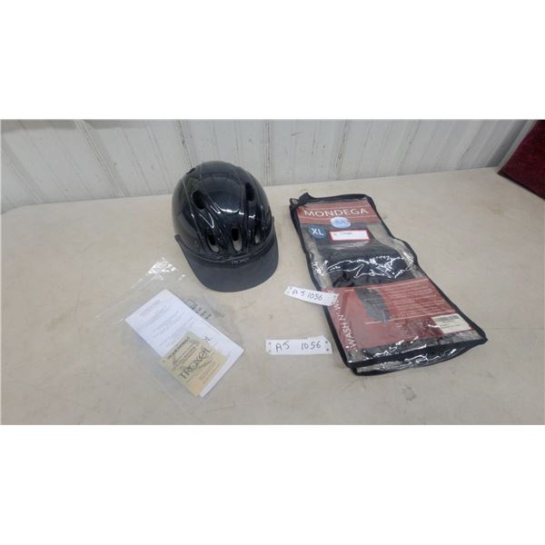Troxel Equestrian Helmet and Mondega Wash N' Wear Extra Large 1/2 Chaps in Black